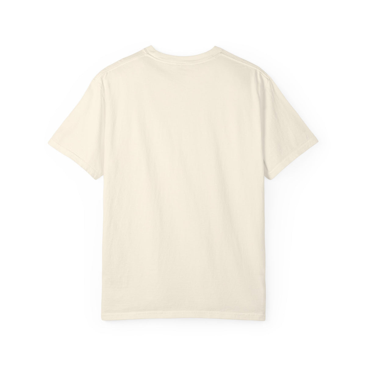 Back of the ivory I Keep the Extra Screws tee by Mildly Unavailable, plain with no print