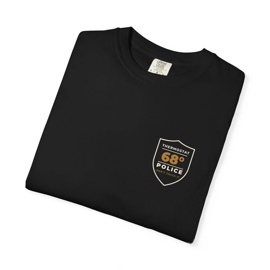 Folded black Thermostat Police tee by Mildly Unavailable
