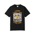 Black tee with the I Looked. It Wasn't There. It Was There. design: an open fridge with a jar glowing front and center, by Mildly Unavailable