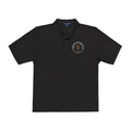 Front of the black Hard Stop Racquet Club polo by Mildly Unavailable: an embroidered Hard Stop Racquet Club polo, 4:59 PM