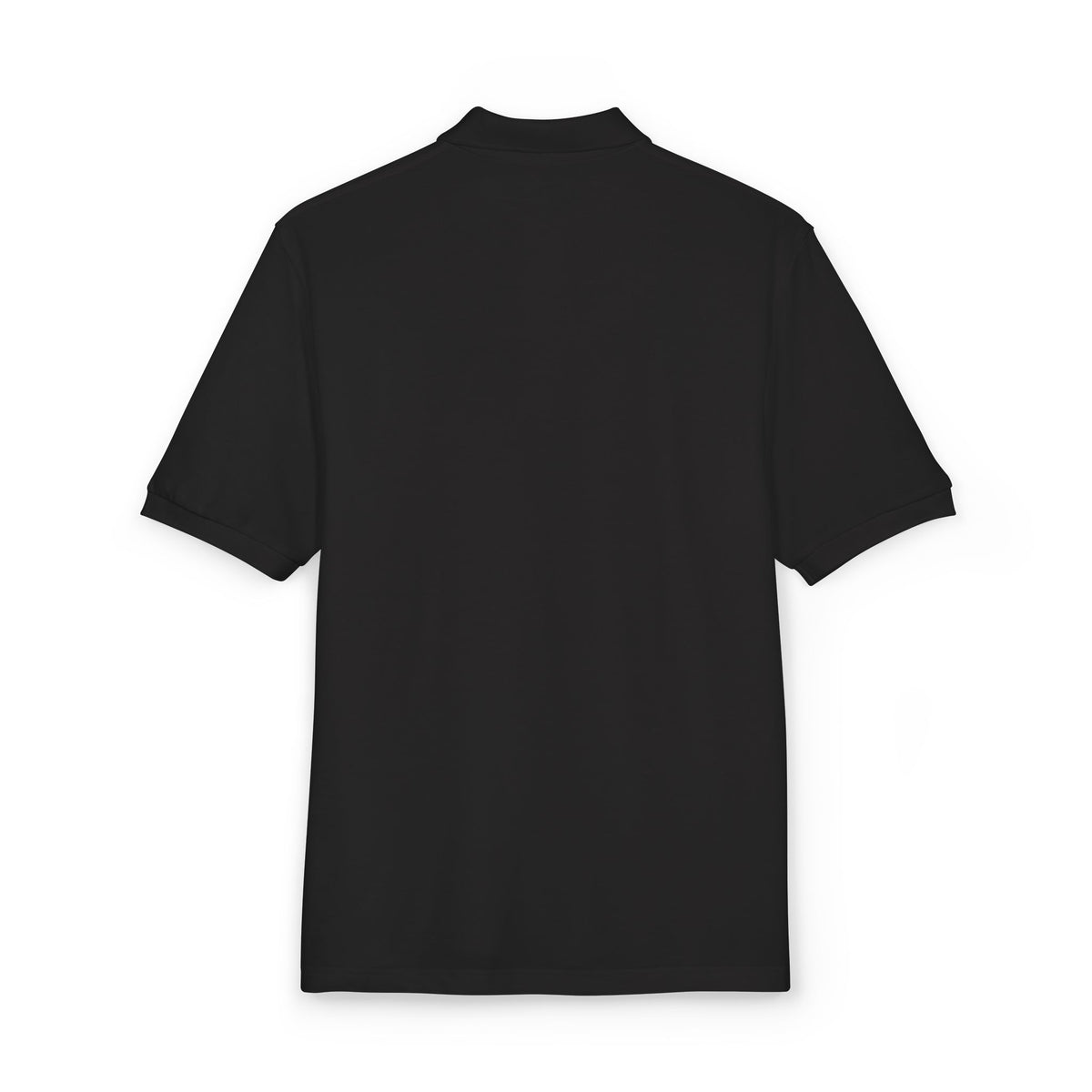 Back of the black Circling Back Athletic Dept. polo by Mildly Unavailable
