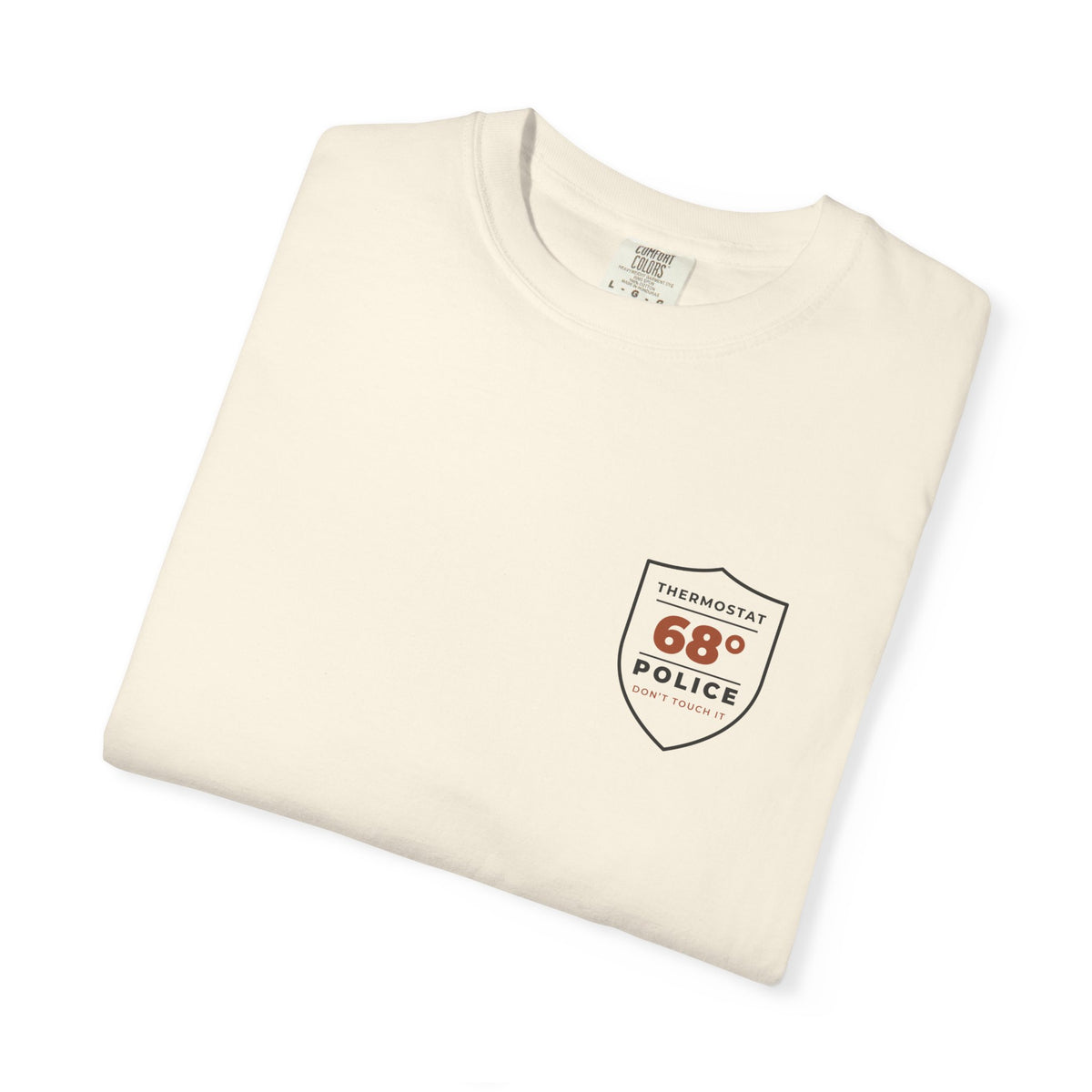 Folded ivory Thermostat Police tee by Mildly Unavailable