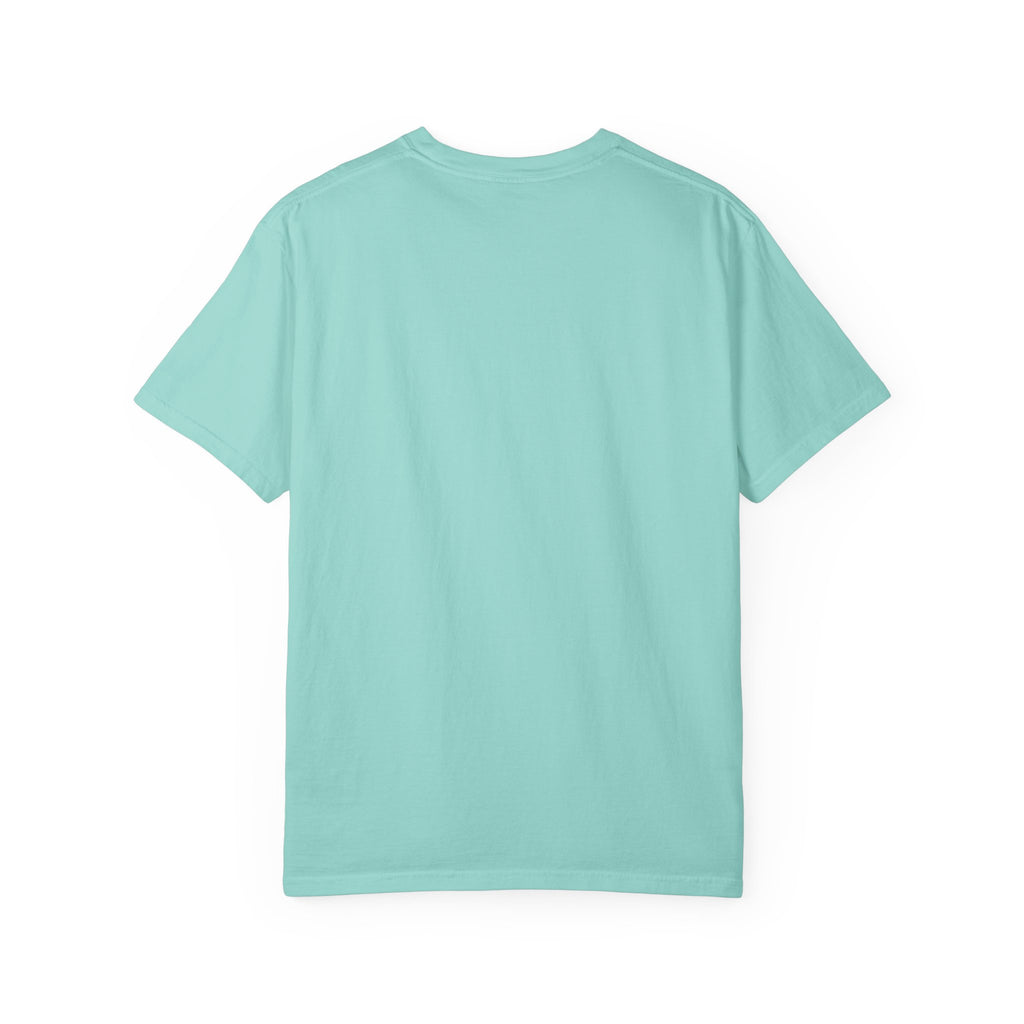 Back of the chalky mint Thermostat Police tee by Mildly Unavailable