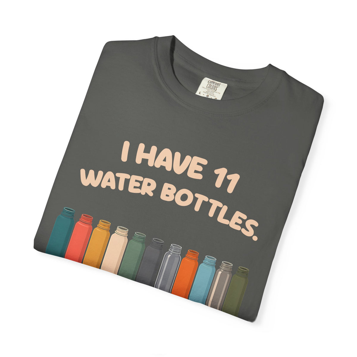 Folded pepper 11 Water Bottles, No Lids tee by Mildly Unavailable, close-up of the front design