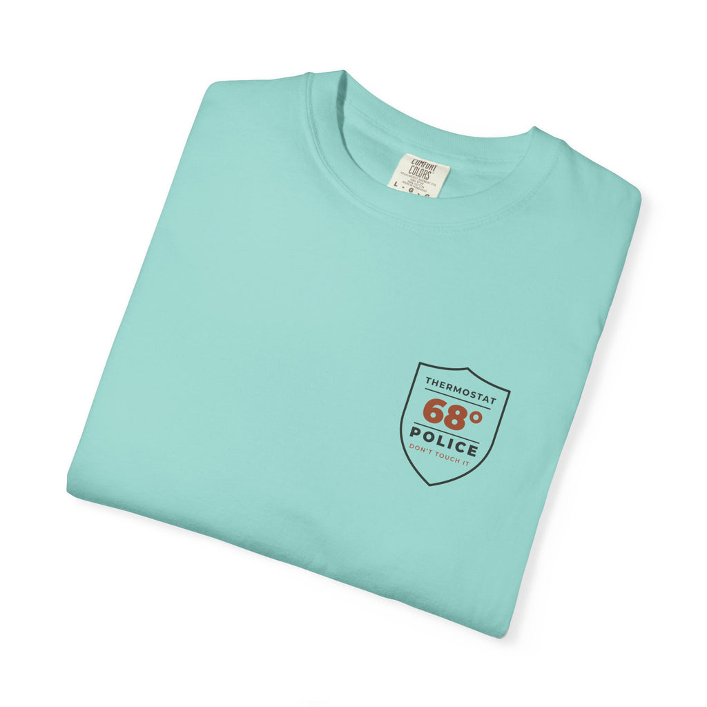 Folded chalky mint Thermostat Police tee by Mildly Unavailable
