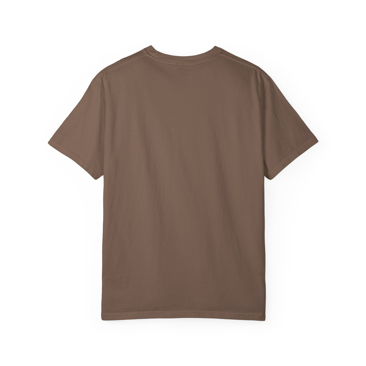 Back of the espresso I Keep the Extra Screws tee by Mildly Unavailable, plain with no print