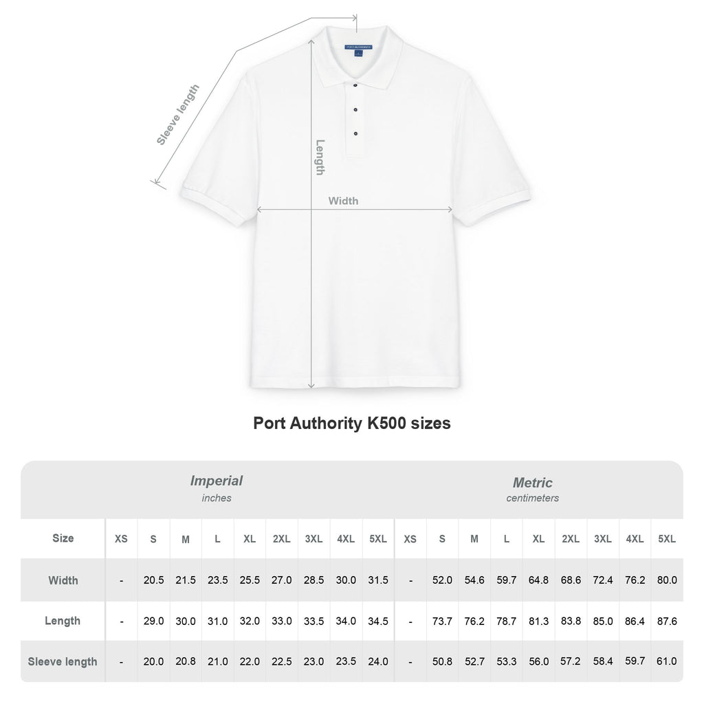 Size chart for the Per My Last Email Monogram polo by Mildly Unavailable