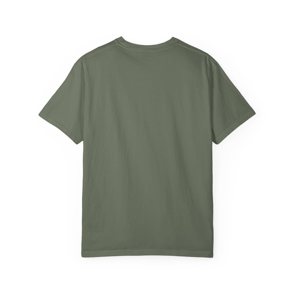 Back of the moss The Previous Owner Did It Himself tee by Mildly Unavailable, plain with no print