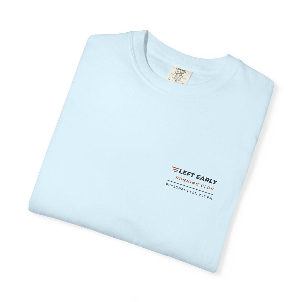 Folded chambray Left Early Running Club tee by Mildly Unavailable