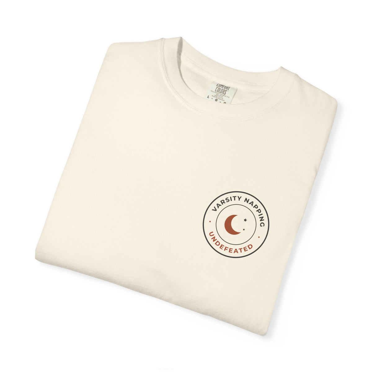 Folded ivory Varsity Napping tee by Mildly Unavailable